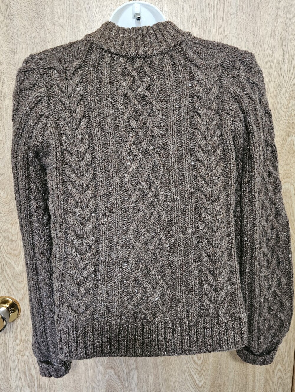 NWT! Sezane Andina Thick Wool Blend Cable Knit Cardigan Heather Brown Size XXS - Picture 6 of 9